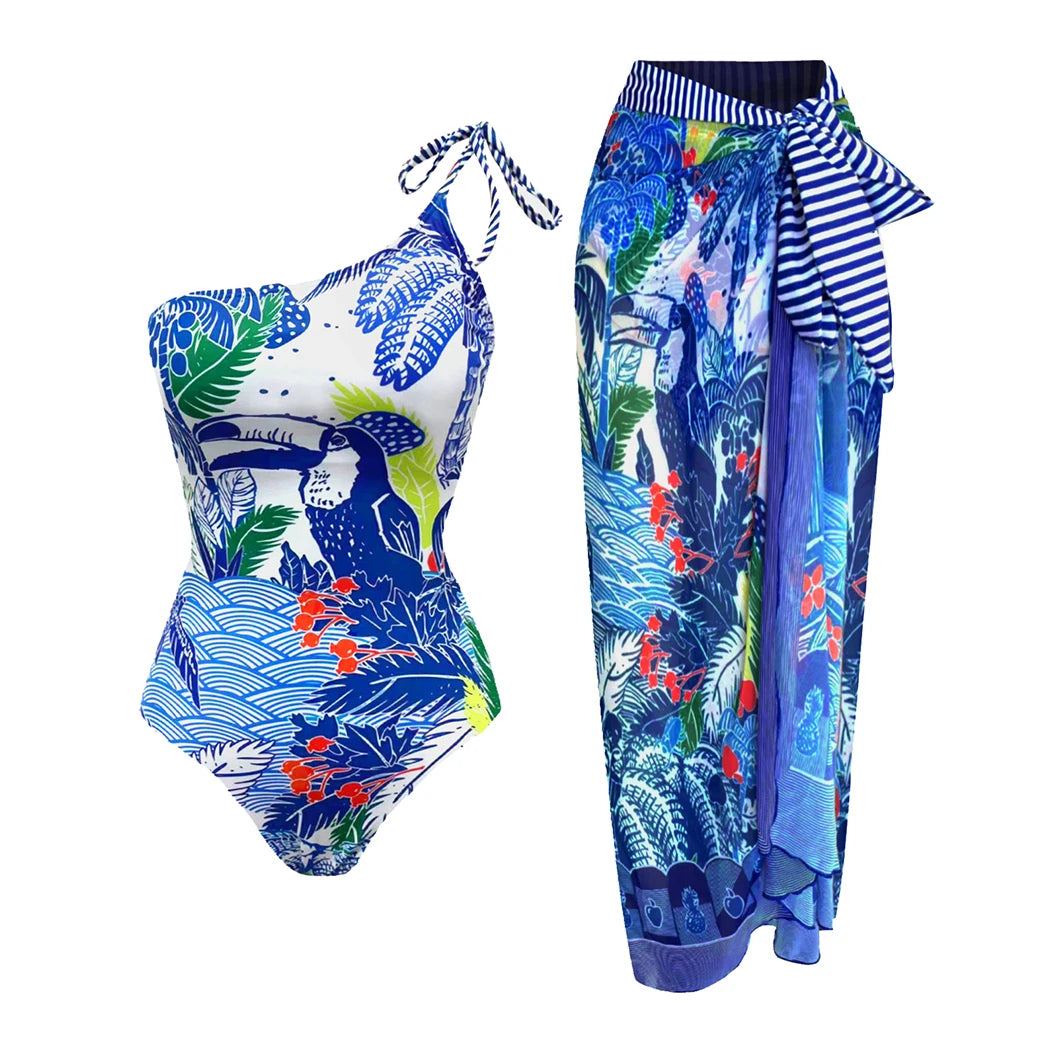 2024 New 2-Piece Women Bikini Set Push Up Floral Printed Ruffle Bikinis Strappy Bandage Swimwear Brazilian Biquini Bathing Suit