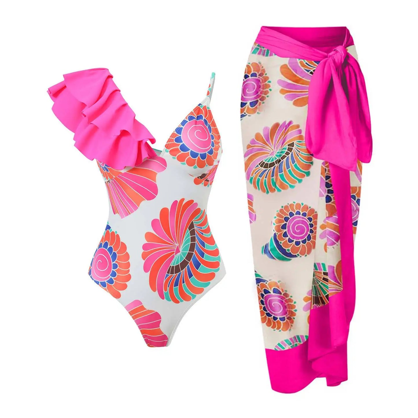 2024 New 2-Piece Women Bikini Set Push Up Floral Printed Ruffle Bikinis Strappy Bandage Swimwear Brazilian Biquini Bathing Suit