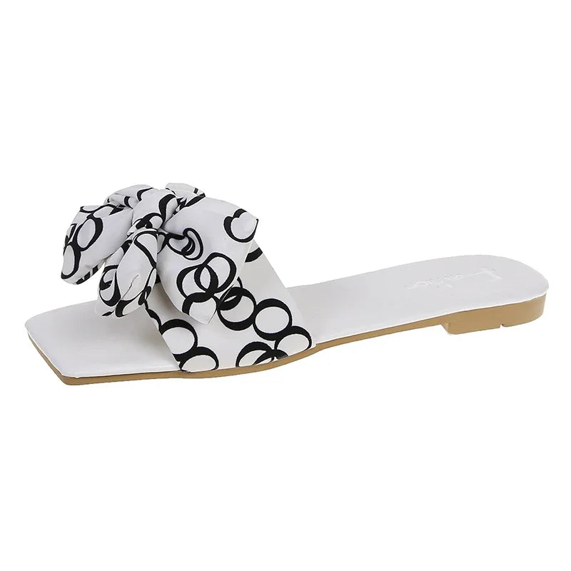Slippers 2022 Summer Fashion Sandals Shoe Women Bow Summer Sandals Slipper Indoor Outdoor Flip-flops Beach Shoes Female Slippers