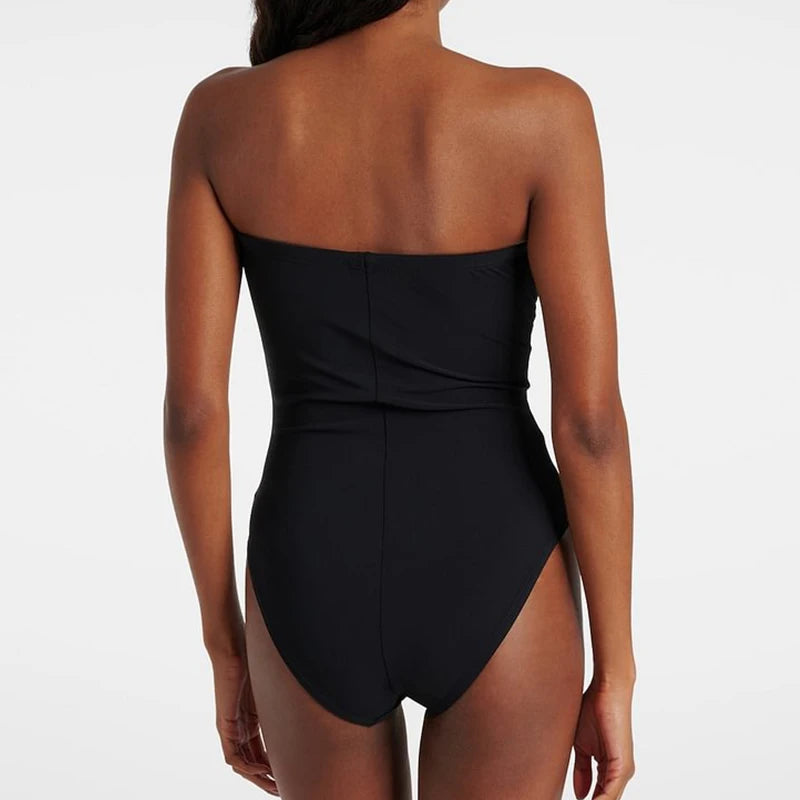 New Women Bandeau 3D Flower Color One Piece Swimsuit and Skirt