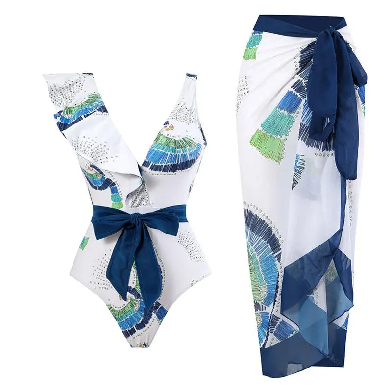 2024 New 2-Piece Women Bikini Set Push Up Floral Printed Ruffle Bikinis Strappy Bandage Swimwear Brazilian Biquini Bathing Suit