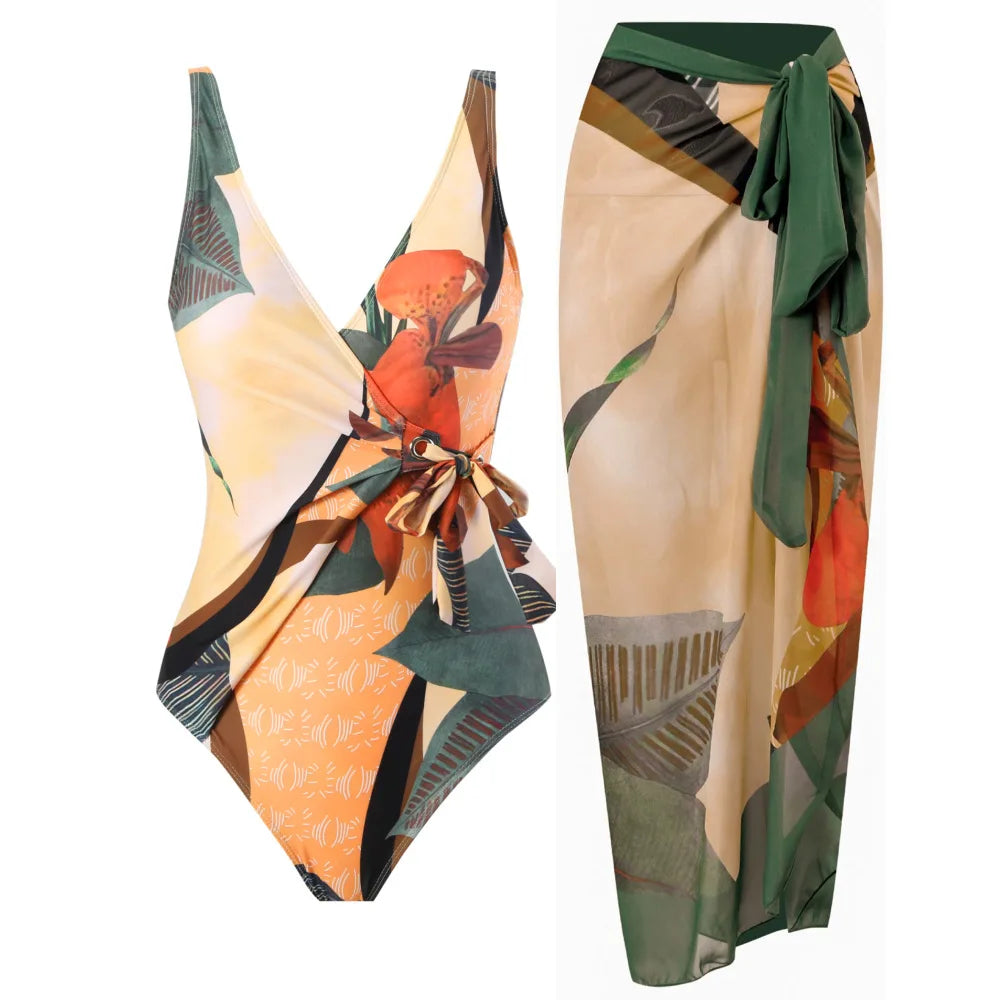 2024 New 2-Piece Women Bikini Set Push Up Floral Printed Ruffle Bikinis Strappy Bandage Swimwear Brazilian Biquini Bathing Suit