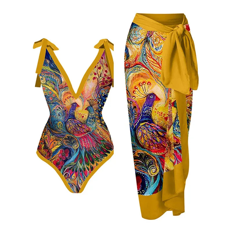 2024 New 2-Piece Women Bikini Set Push Up Floral Printed Ruffle Bikinis Strappy Bandage Swimwear Brazilian Biquini Bathing Suit