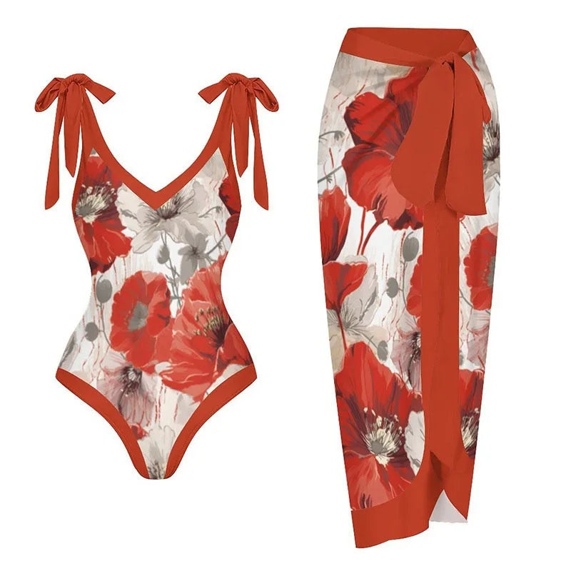 2024 New 2-Piece Women Bikini Set Push Up Floral Printed Ruffle Bikinis Strappy Bandage Swimwear Brazilian Biquini Bathing Suit