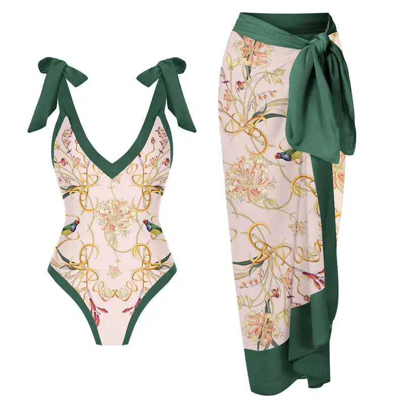2024 New 2-Piece Women Bikini Set Push Up Floral Printed Ruffle Bikinis Strappy Bandage Swimwear Brazilian Biquini Bathing Suit