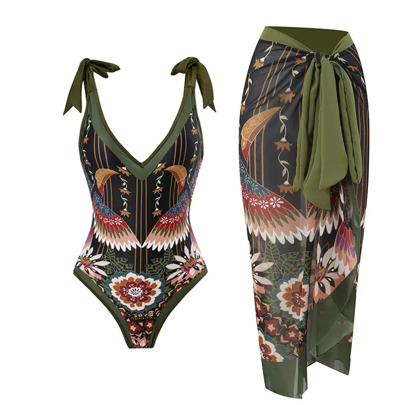 2024 New 2-Piece Women Bikini Set Push Up Floral Printed Ruffle Bikinis Strappy Bandage Swimwear Brazilian Biquini Bathing Suit