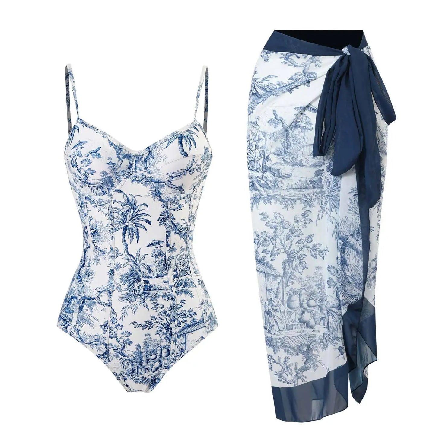 2024 New 2-Piece Women Bikini Set Push Up Floral Printed Ruffle Bikinis Strappy Bandage Swimwear Brazilian Biquini Bathing Suit