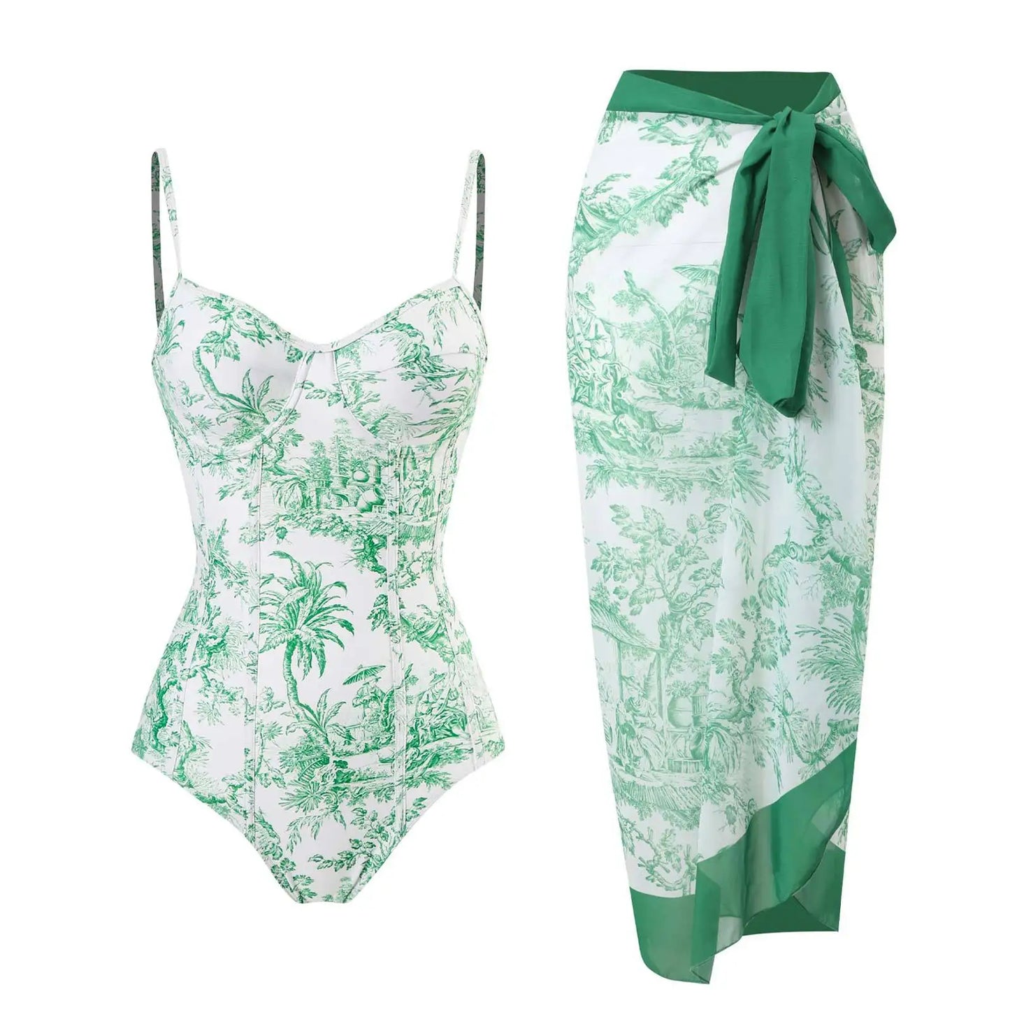 2024 New 2-Piece Women Bikini Set Push Up Floral Printed Ruffle Bikinis Strappy Bandage Swimwear Brazilian Biquini Bathing Suit
