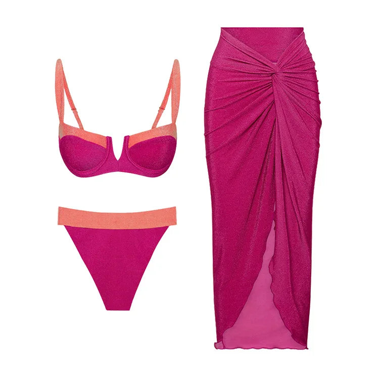 2024 New 2-Piece Women Bikini Set Push Up Floral Printed Ruffle Bikinis Strappy Bandage Swimwear Brazilian Biquini Bathing Suit