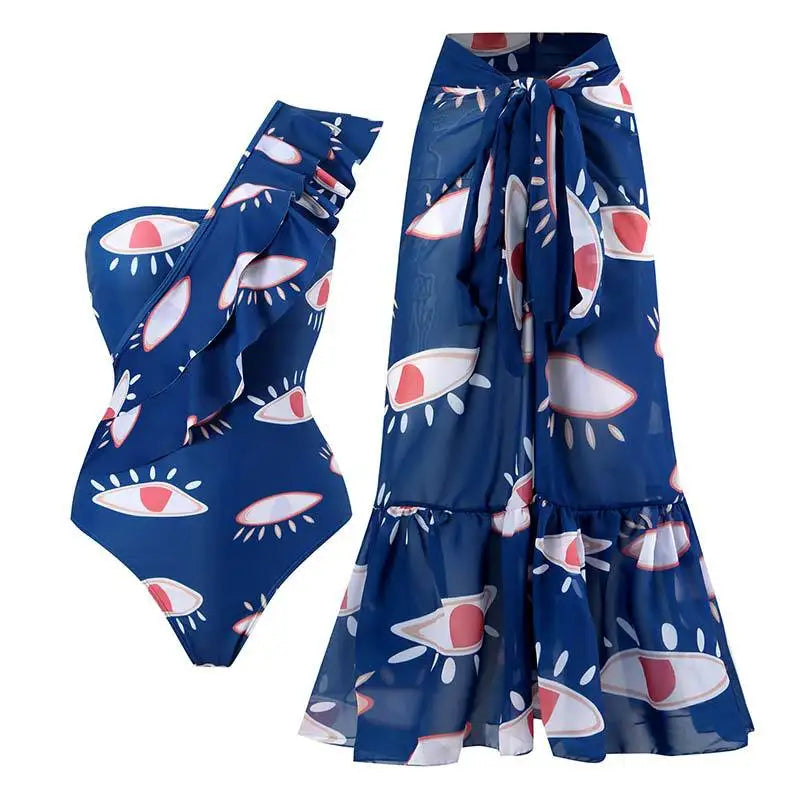 2024 New 2-Piece Women Bikini Set Push Up Floral Printed Ruffle Bikinis Strappy Bandage Swimwear Brazilian Biquini Bathing Suit
