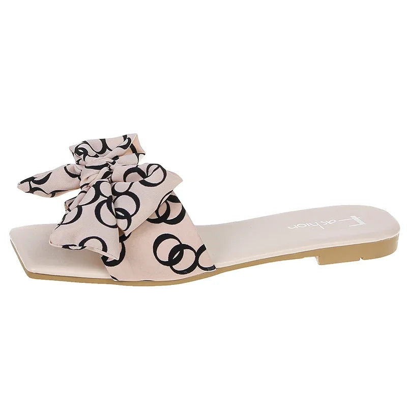 Slippers 2022 Summer Fashion Sandals Shoe Women Bow Summer Sandals Slipper Indoor Outdoor Flip-flops Beach Shoes Female Slippers