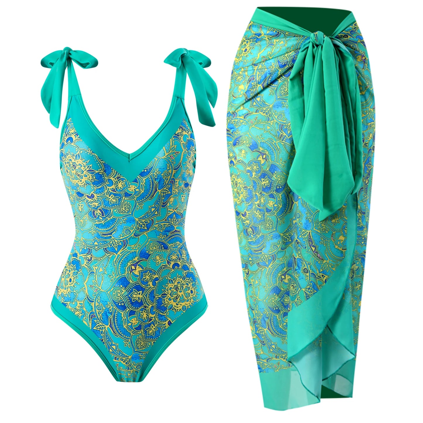 2024 New 2-Piece Women Bikini Set Push Up Floral Printed Ruffle Bikinis Strappy Bandage Swimwear Brazilian Biquini Bathing Suit
