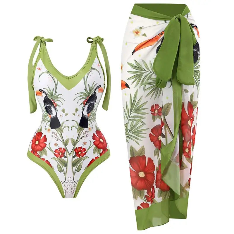 2024 New 2-Piece Women Bikini Set Push Up Floral Printed Ruffle Bikinis Strappy Bandage Swimwear Brazilian Biquini Bathing Suit