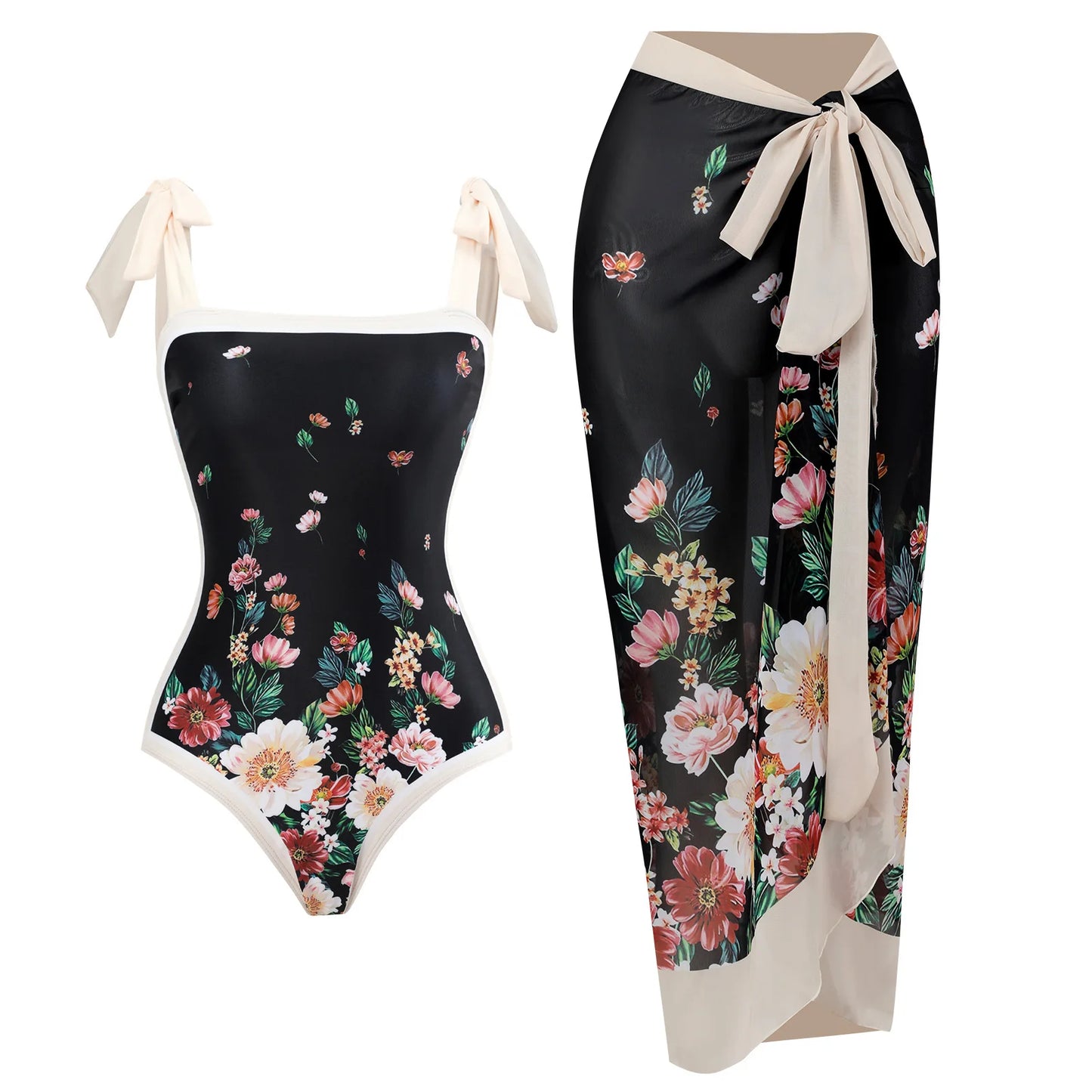 2024 New 2-Piece Women Bikini Set Push Up Floral Printed Ruffle Bikinis Strappy Bandage Swimwear Brazilian Biquini Bathing Suit