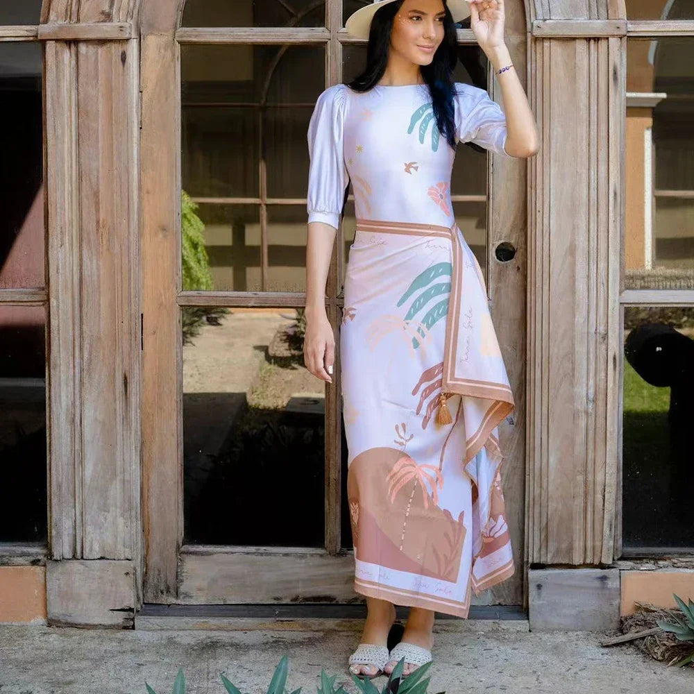 New Summer Two Piece Sets Swimwear Split Sports Skirt-Style