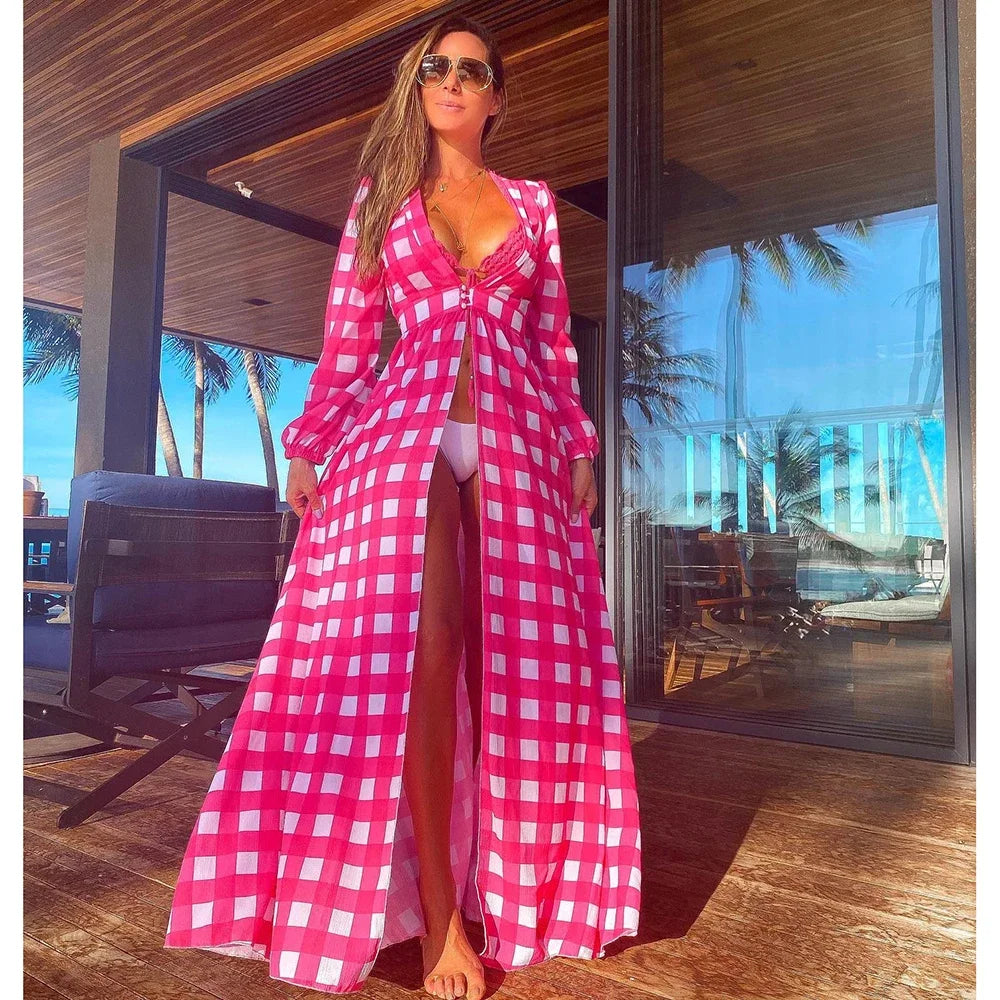 Blue Eyes Bikini Beach Cover Up Tunics For Beach Long Kaftan Bikini Cover Up Robe de Plage Sarong Beach Swimsuit Cover-ups